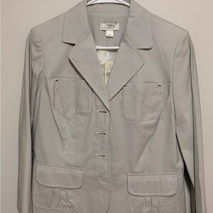 LOFT Women's Light Gray Pinstripe Blazer